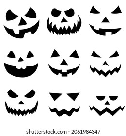 Scary Halloween pumpkin faces icons set,vector illustrations