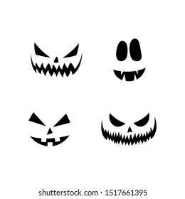 Scary Halloween pumpkin faces set. Vector