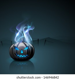 Abóbora assustadora de Halloween em chamas.
