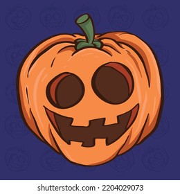 Scary Halloween pumpkin head. Cute Vector cartoon Illustration. Halloween vector illustration. Pumpkin head Mascot design.