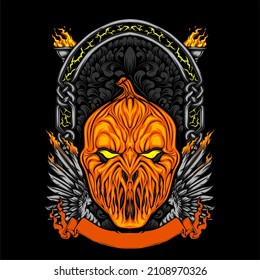scary halloween pumpkin head illustration