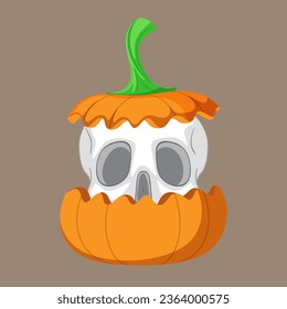 Scary Halloween pumpkin. The main symbol of the Happy Halloween holiday. Orange pumpkin with smile for your design for the holiday Halloween. Vector illustration.
