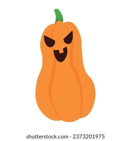 Scary Halloween pumpkin on white background