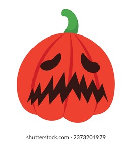 Scary Halloween pumpkin on white background