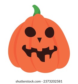 Scary Halloween pumpkin on white background