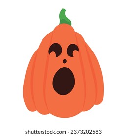 Scary Halloween pumpkin on white background