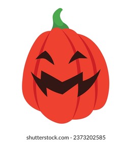Scary Halloween pumpkin on white background