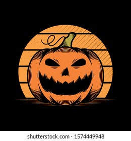 Scary halloween pumpkin vector design