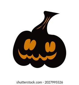 Scary Halloween pumpkin, vector hand draw object.