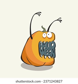 Scary Halloween Pumpkin Vector Illustration