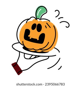 Scary Halloween Pumpkins Doodle Icon