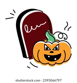 Scary Halloween Pumpkins Doodle Icon