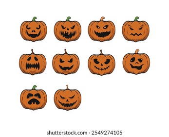 Scary Halloween Pumpkins Element Set