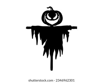 Scary Halloween Scarecrow Silhouette Illustration