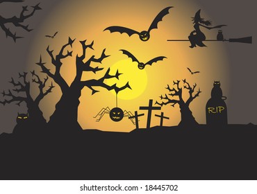 scary Halloween scene with space for text