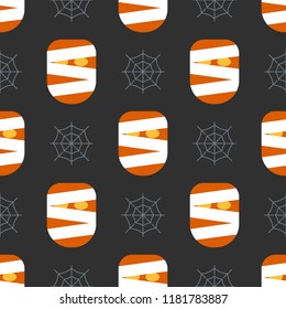 Scary halloween seamless pattern background. Design for background, wallpaper or gift wrapping paper. Vector illustration. 