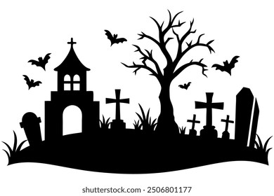 Silueta de Halloween de miedo Ilustración vectorial