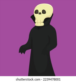 Scary Halloween Skeleton Character Design Illustration