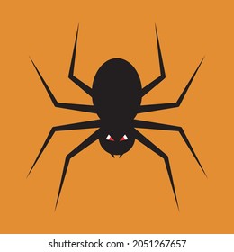 Scary Halloween Spider icon isolated. Malicious black arachnid with spooky eyes and eight legs. Part of a set.