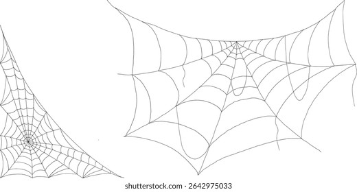 Scary Halloween spider web collection isolated cobweb vector elements for spooky scenes