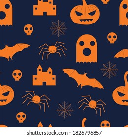 scary Halloween stuff seamless pattern design