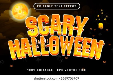 Efecto de texto de Halloween aterrador y efecto de texto editable con fondo de Halloween