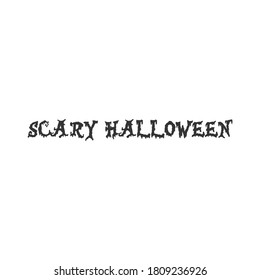 Escarnio de silueta de texto de Halloween escarpado sobre fondo blanco