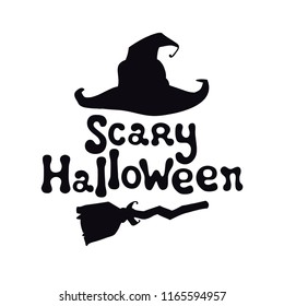 Scary Halloween theme. Handdrawn lettering phrase. Design element for Halloween. Vector handwritten calligraphy quote