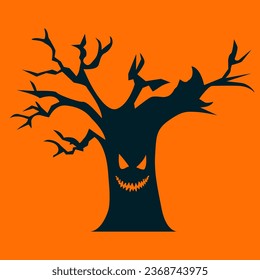 Scary halloween tree, horror wood