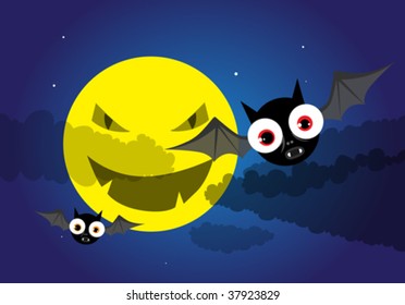 Scary halloween vampire-bat
