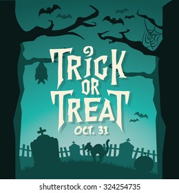 Scary Halloween Vector Background - Trick or Treat