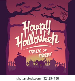 Scary Halloween Vector Background - Trick or Treat