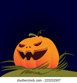 Scary Halloween Vector Pumpkin down view perspective