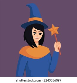 Scary Halloween Witch Girl Character Design Illustration