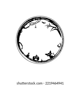 Scary halloween wreath frame template vector