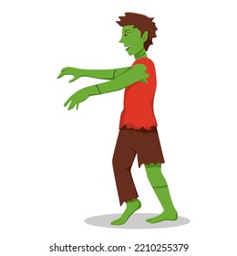 Scary Halloween Zombie Design Flat Illustration