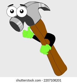 scary hammer monster. flat simple cartoon and mascot style. suitable for symbol logos and shirt designs