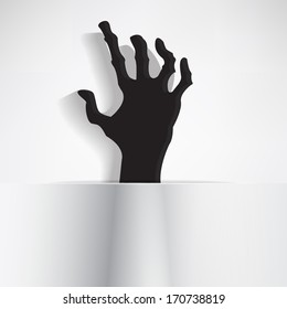 Scary hand with curled fingers grabbing