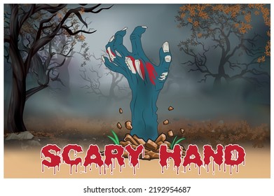 Scary hand vector art concept image background 