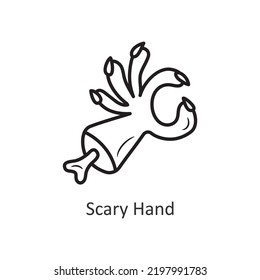 Scary Hand vector outline Icon Design illustration. Halloween Symbol on White background EPS 10 File