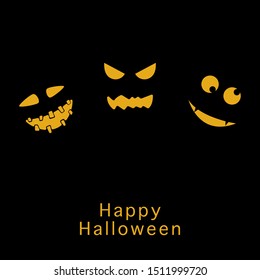Scary Happy Halloween face icons - Vector