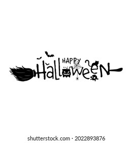 Scary happy halloween text design vector for Halloween night party decorations.