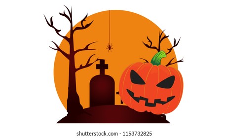 Scary Happy Halloween, vector illustration 