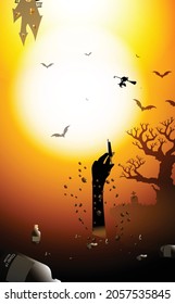 scary and happy halloween vector sign and exotic concept wallpaper decoration illustration , halloween day