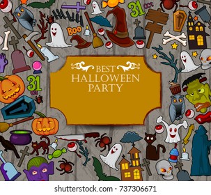 Scary haunted Halloween greeting holiday background in vector