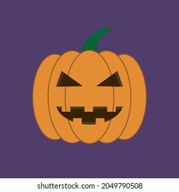 Scary Haunted Halloween Pumpkin carved decoration. Frightening Jack-o-lantern face with horrifying eyes and terrifying smile. Part of a set.