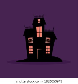 Scary haunted house. Halloween season icon - Vector