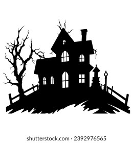 Ein unheilvolles Haus, Silhouette Vektor einzeln auf weißem Hintergrund