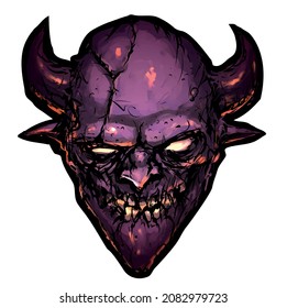 scary head of an evil horned demon vector illustration