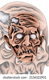 Scary head zombie vector illustration